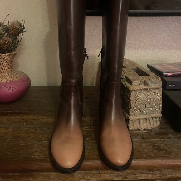 Santoni Dark Brown/Light Tan Boots   Size 8 - Picture 1 of 14